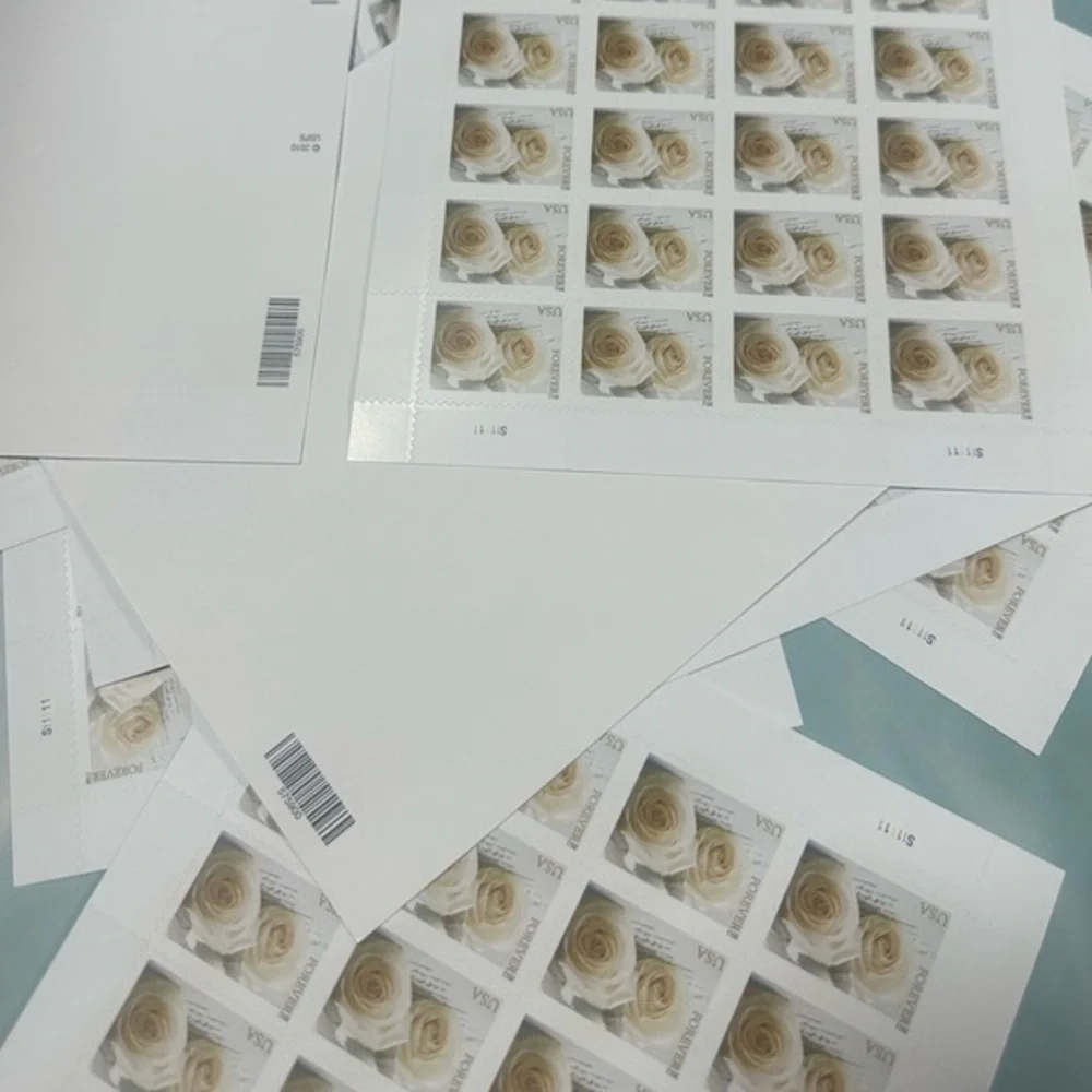 200 lifetime white roses unused wedding stamps